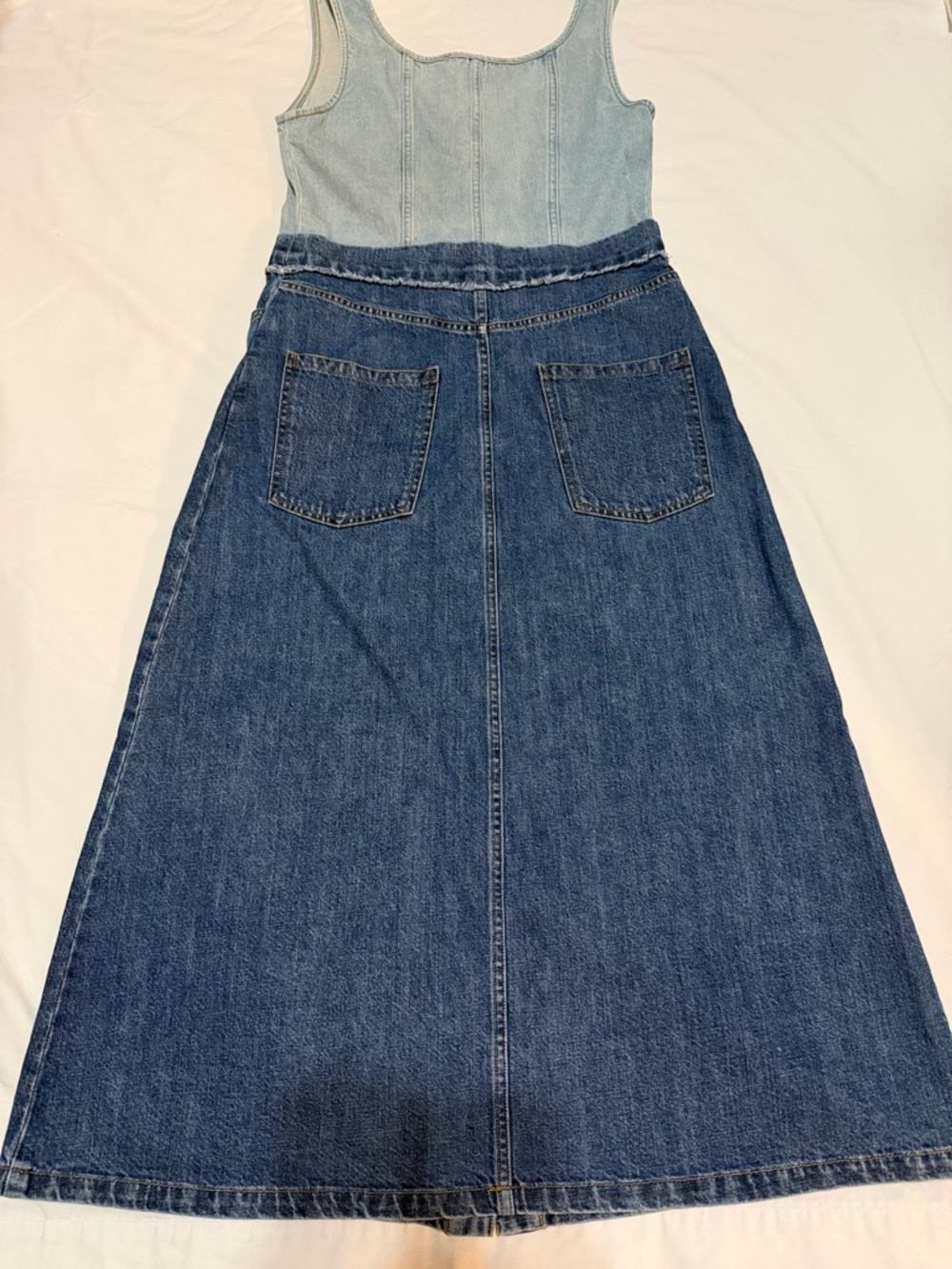 Sea New York Light Wash Two-Tone Denim Midi Dress 4 - Picture 6 of 10